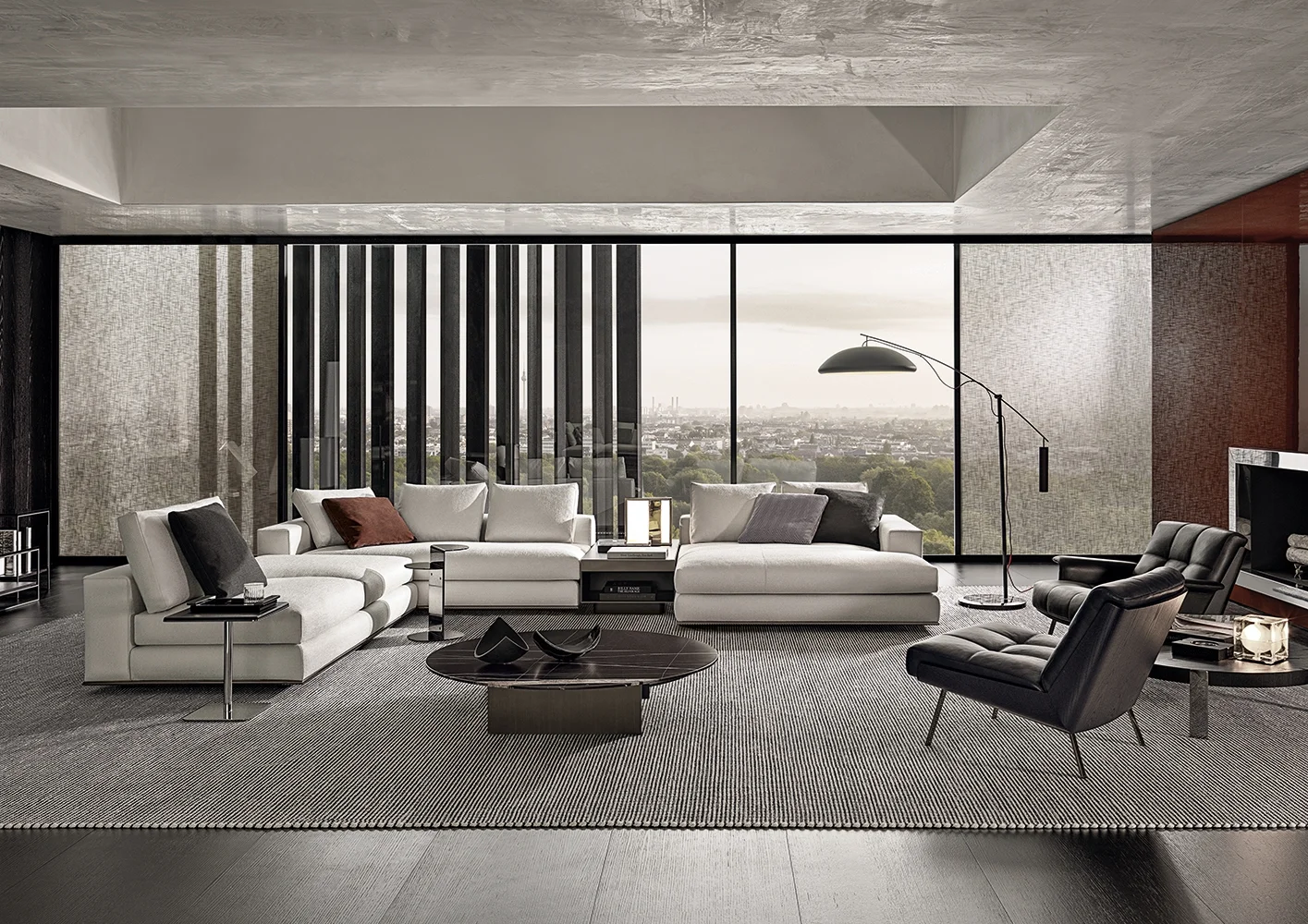 Sofa mô-đun tối giản khung đế kim loại sát sàn