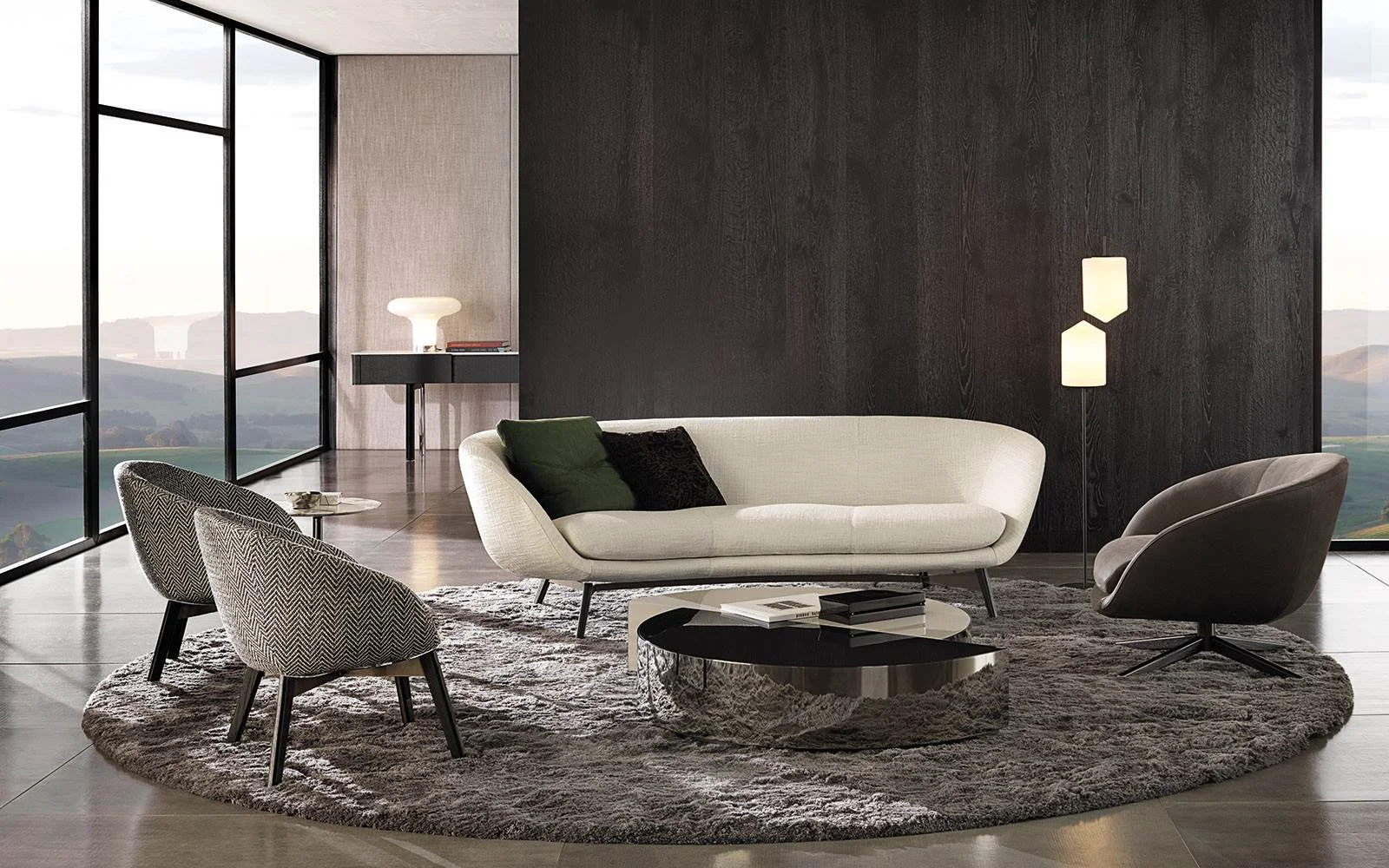 Sofa dáng hoài cổ chân gỗ sồi khung chéo kim loại M8-I552