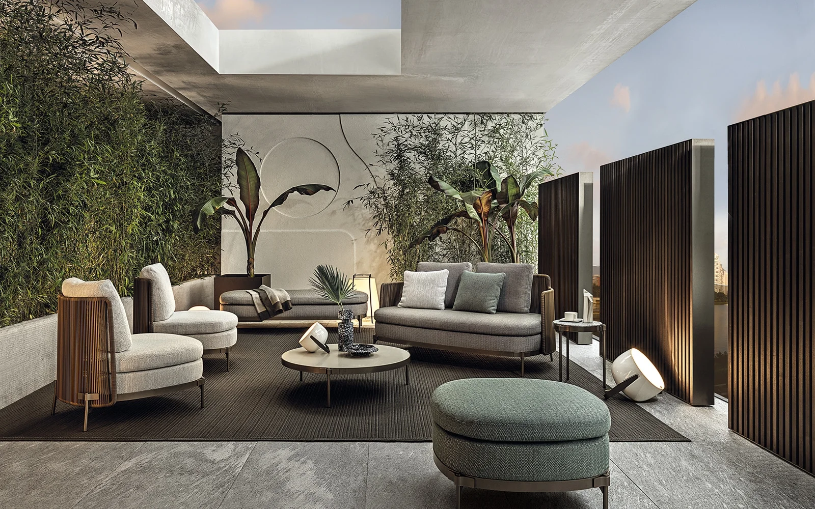 Sofa ngoài trời khung thép bọc dây đan giả mây M8-I564