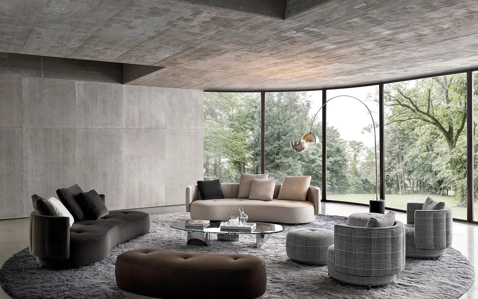 Sofa bọc khối đầy đặn bo tròn đế kim loại mảnh M8-I566