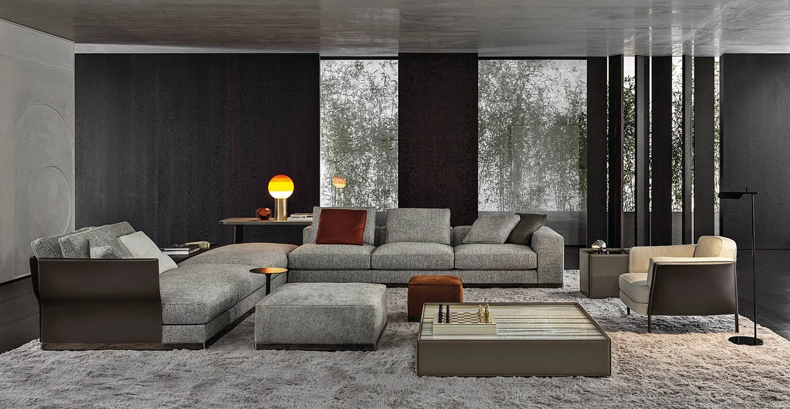 Sofa modul khối vuông cắt cạnh đệm lông vũ viền nhôm M8-I570