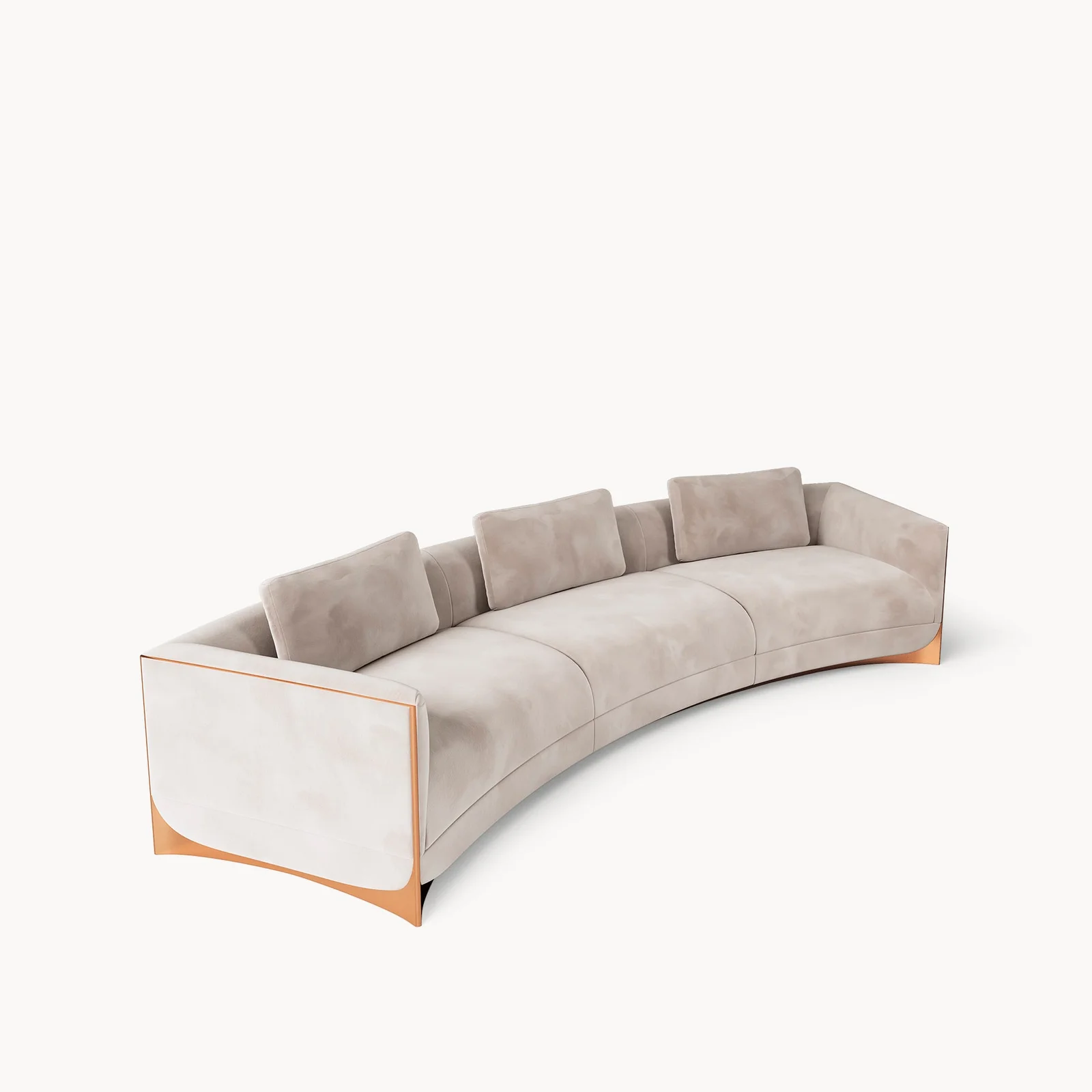 Sofa cong modul ôm vòm, chân thép đánh bóng