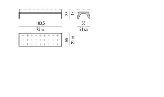 Ghế bench bọc nệm chần ô vuông chân gỗ tần bì - 