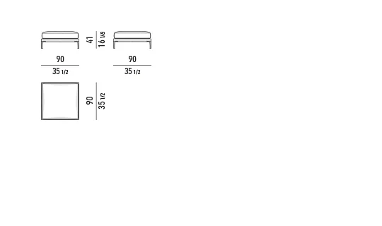 Ghế băng module ngoài trời khung nhôm dây dệt - Ghế băng 90x90 cm
