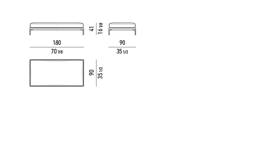 Ghế băng module ngoài trời khung nhôm dây dệt - Ghế băng 180x90 cm