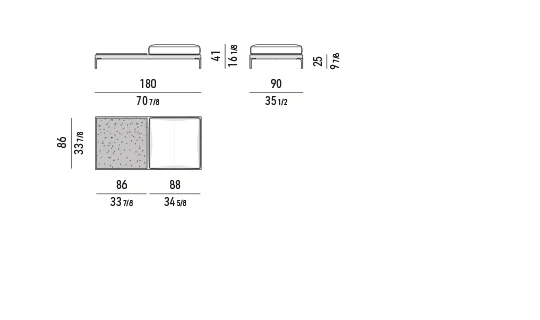 Ghế băng module ngoài trời khung nhôm dây dệt - Ghế băng kèm bàn trà 180x90 cm