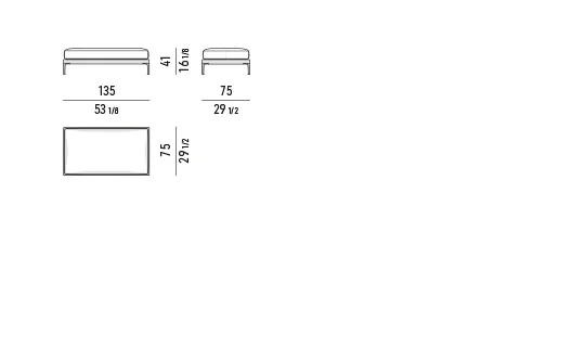 Ghế băng module ngoài trời khung nhôm dây dệt - Ghế băng 135x75 cm