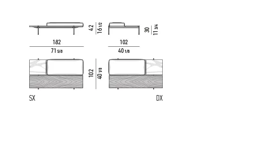 Băng ghế bọc vải da ghép mặt đá - Mặt đá cẩm thạch trắng, băng ghế hai mặt 182x102 cm, cao 42 cm