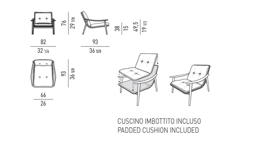 Ghế bành thư giãn gỗ tần bì tay vịn cong thủ công - Fynn Saddle Hide Ghế Bành