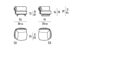 Ghế bành ngoài trời modul tấm đỡ sơn bóng, chân nhôm đúc - Ghế bành có tay vịn 92x91 cm, cao 70 cm