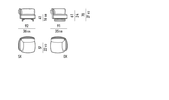 Ghế bành ngoài trời modul tấm đỡ đan sợi giả mây - Ghế bành có tay vịn 92x91 cm, cao 70 cm