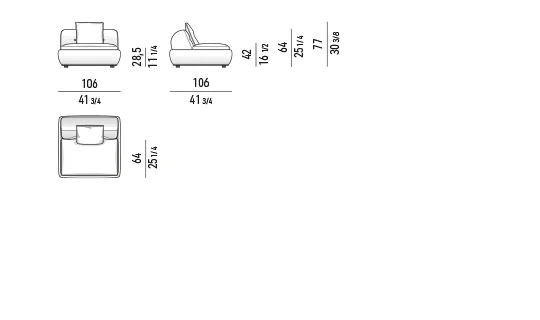 Ghế bành thư giãn đế sơn bóng nhồi lông vũ - Ghế bành / modul trung tâm 106 cm