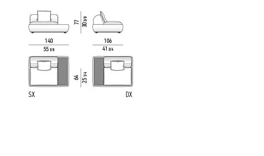 Ghế bành thư giãn đế sơn bóng nhồi lông vũ - Ghế bành / modul trung tâm đế sơn 140 cm, kèm mặt bàn cỡ vừa