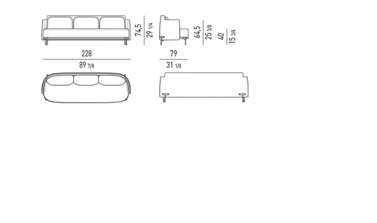 Ghế bành thư giãn vỏ cong chân kim loại đặt ngoài thân - Sofa 228 cm