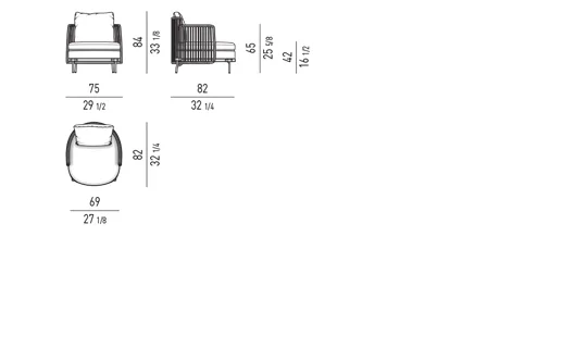 Ghế bành ngoài trời khung thép đan sợi giả mây sắc đồng - Ghế bành 75x82 cm