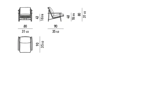 Ghế bành ngoài trời khung gỗ tếch uốn mảnh đệm đan dây - Ghế bành 80 cm