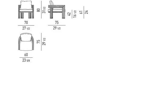 Ghế bành ngoài trời gỗ nâu đậm vải răng chó chân nhôm - 
