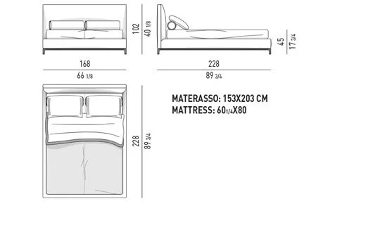Giường ngủ đầu giường bọc nệm dày chân kim loại màu thiếc - Queen Size
