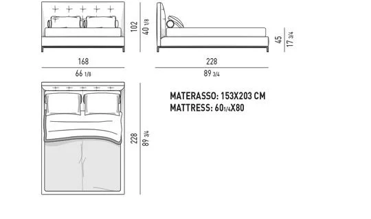 Giường ngủ đầu giường chần bông nhẹ bọc vải phong cách Ý - Queen Size