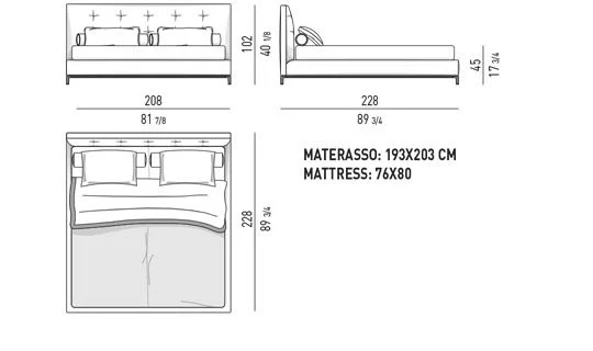 Giường ngủ đầu giường chần bông nhẹ bọc vải phong cách Ý - King Size