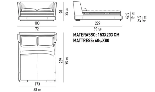 Giường ngủ đầu giường ôm bọc vải da chân lưỡi kim loại - Queen Size
