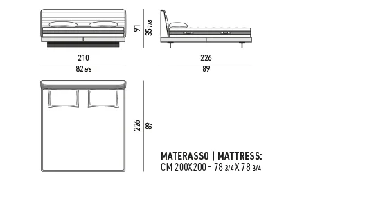 Giường ngủ bệ lơ lửng đầu giường nghiêng chần ngang - Giường rộng 210 cm