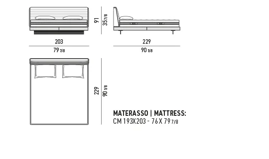 Giường ngủ bệ lơ lửng đầu giường nghiêng chần ngang - Giường cỡ King 203x229 cm
