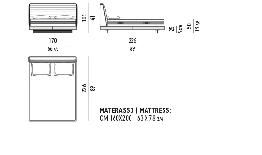 Giường ngủ bệ lơ lửng đầu giường nghiêng chần ngang - Giường đầu cao rộng 170 cm