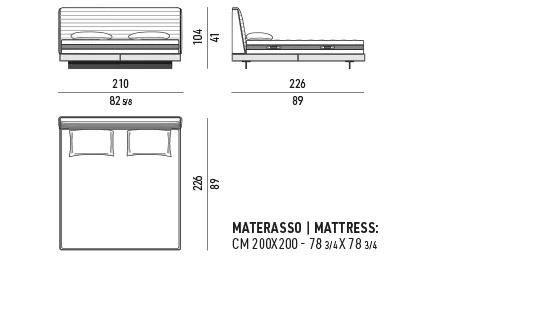 Giường ngủ bệ lơ lửng đầu giường nghiêng chần ngang - Giường đầu cao rộng 210 cm