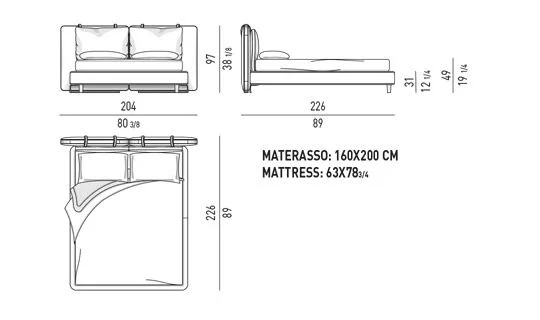 Giường ngủ đầu giường da yên ngựa kèm hai gối tựa - Tatlin Soft