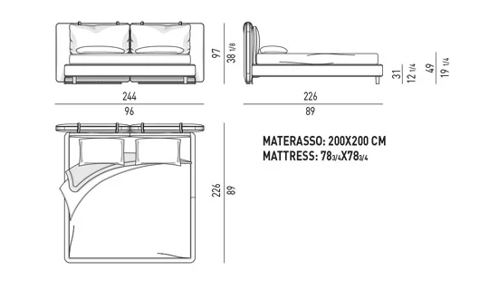 Giường ngủ đầu giường da yên ngựa kèm hai gối tựa - Tatlin Soft
