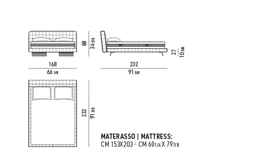 Giường ngủ bệ khối vuông đầu giường chần đế lưỡi nhôm - Giường cỡ Queen 168x232 cm, cao 88 cm