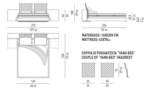Giường ngủ nệm lò xo đầu giường dày mềm kèm gối tựa - "Offset"