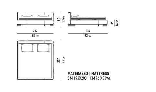 Giường ngủ đầu giường đường may đôi chân nhôm mạ chrome - Giường cỡ King 217x234 cm, cao 84 cm