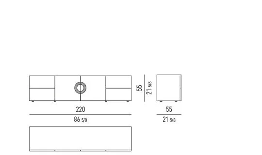 Kệ sách trang trí tủ bốn cánh tay nắm tròn niken đen - Horizontal Sideboards