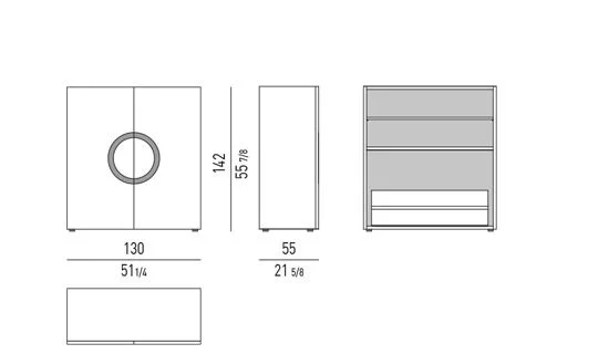 Kệ sách trang trí tủ bốn cánh tay nắm tròn niken đen - Vertical Sideboards