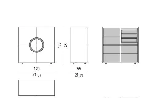 Kệ sách trang trí tủ bốn cánh tay nắm tròn niken đen - Tủ 4 cánh