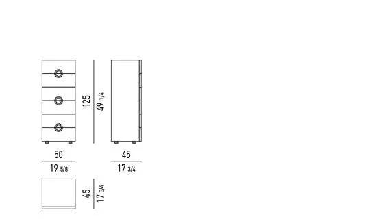 Kệ sách trang trí tủ bốn cánh tay nắm tròn niken đen - Vertical Chest Of Drawers