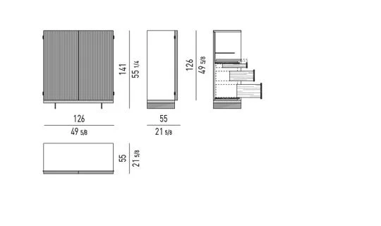 Kệ sách trang trí tủ gỗ sồi tiện cánh khung kim loại - "Dining" Cupboard