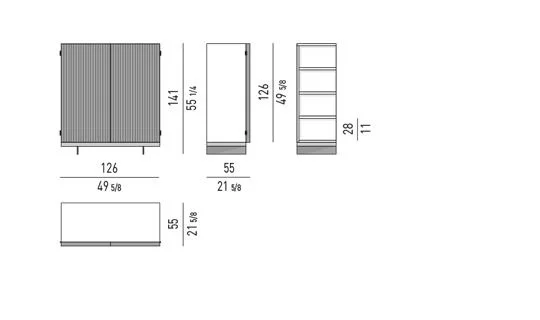 Kệ sách trang trí tủ gỗ sồi tiện cánh khung kim loại - Cabinet Shelves