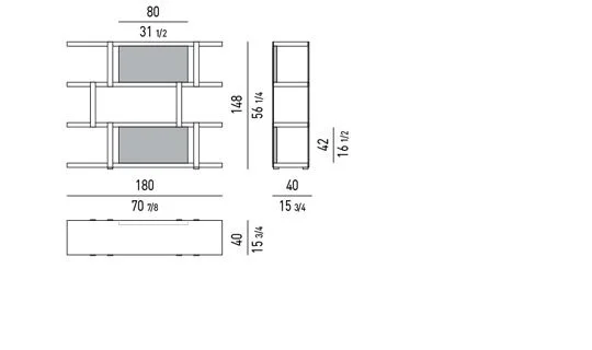 Kệ sách trang trí kiến trúc ngang dày gỗ palisander - 