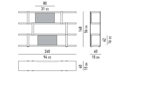 Kệ sách trang trí kiến trúc ngang dày gỗ palisander - 