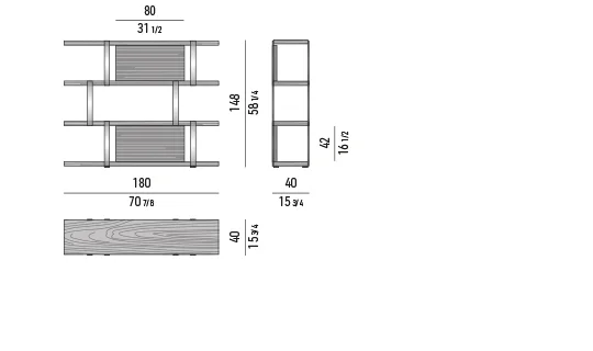 Kệ sách trang trí khung chrome bóng giá gỗ sồi đen - Palisander Santos Dark Brown Shelves