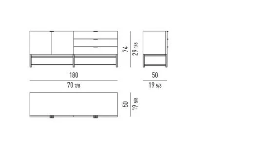 Kệ sách trang trí tủ sơn bóng đế tần bì nâu - Horizontal Tủ Buffet