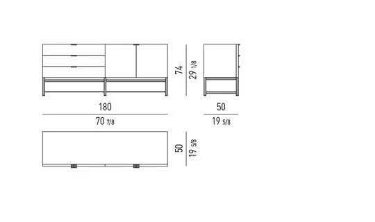 Kệ sách trang trí tủ sơn bóng đế tần bì nâu - Horizontal Tủ Buffet
