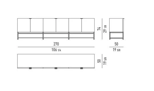 Kệ sách trang trí tủ sơn bóng đế tần bì nâu - Horizontal Tủ Buffet