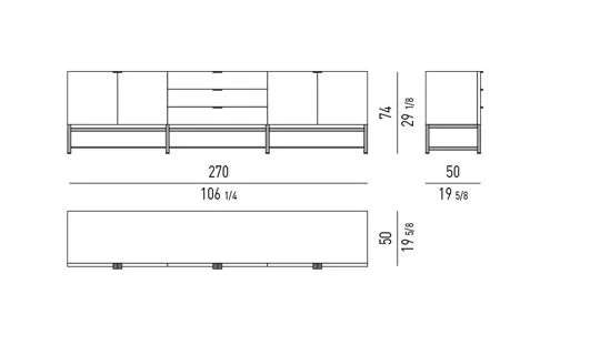 Kệ sách trang trí tủ sơn bóng đế tần bì nâu - Horizontal Tủ Buffet