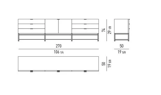 Kệ sách trang trí tủ sơn bóng đế tần bì nâu - Horizontal Tủ Buffet