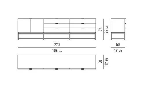Kệ sách trang trí tủ sơn bóng đế tần bì nâu - Horizontal Tủ Buffet