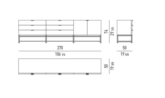 Kệ sách trang trí tủ sơn bóng đế tần bì nâu - Horizontal Tủ Buffet